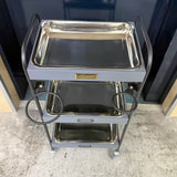 アウトレット 3段ウッドワゴン ステンレストレイ3枚 キャスター付き(GY)【完成品出荷】OL2220 通常価格￥19,580