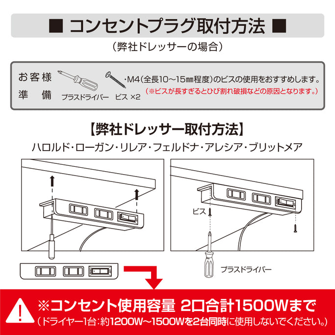 別売りのコンセントプラグの取付説明画像