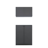 ダークグレー色収納キャビネットセット上台H450mm