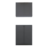 ダークグレー色収納キャビネットセット上台H690mm