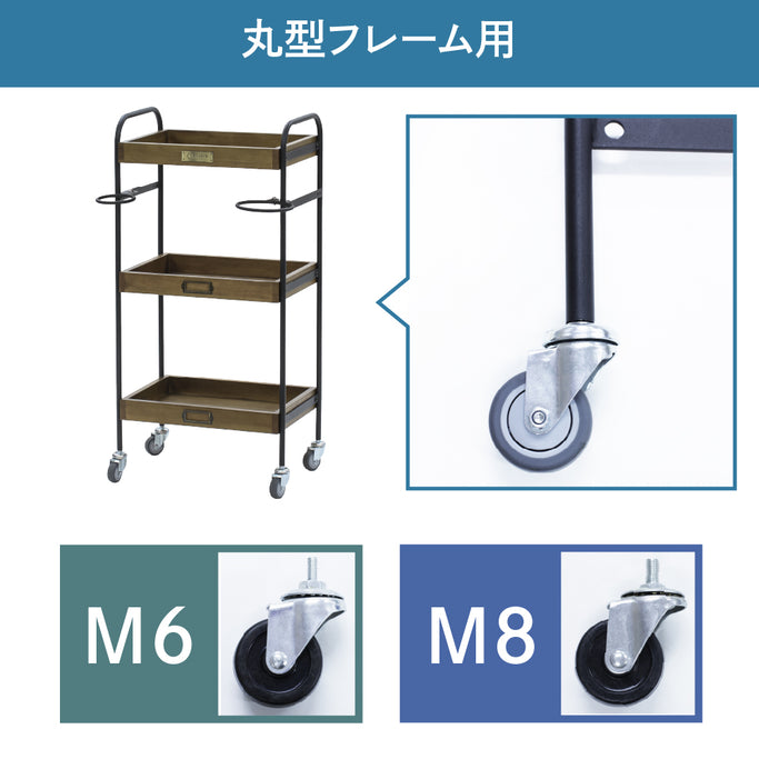 ワゴンキャスターの種類：丸柄フレーム用
